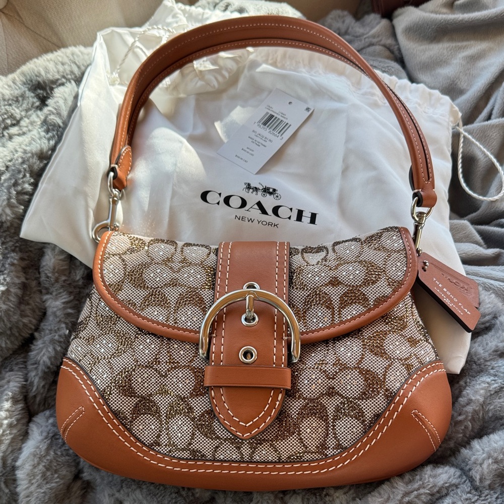 Coach Signature Jacquard Crystal Soho Flap RARE